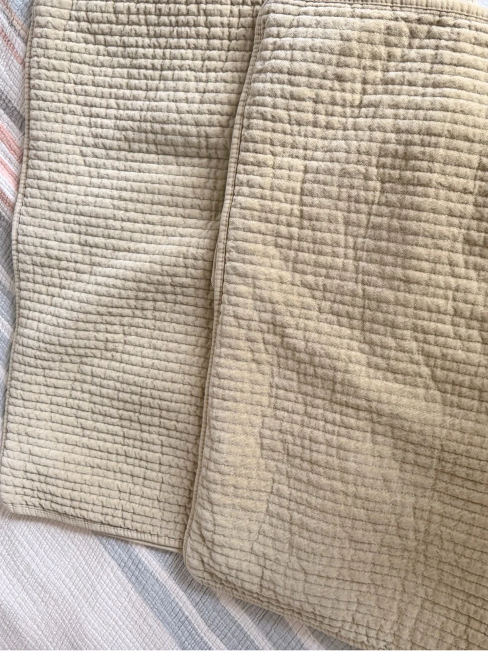 West Elm Washed Cotton Velvet Standard Shams Camel Set of 2 Pair Duo
